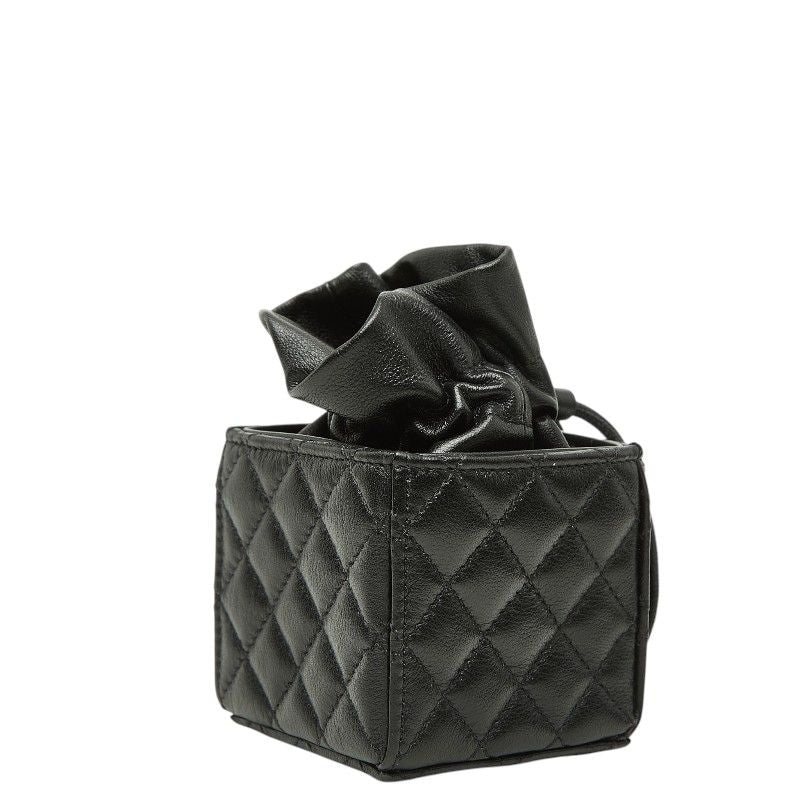 Chanel Quilted CC Logo Mini Drawstring Crossbody Chain Shoulder Bag Black — view 2