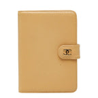 Chanel CC Logo Agenda Notebook Cover Beige Leather