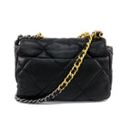 Chanel Ten 19 Quilted Black Gold Shiny Lambskin Shoulder Bag Chain — view 2