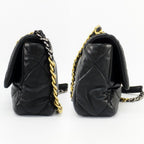 Chanel Ten 19 Quilted Black Gold Shiny Lambskin Shoulder Bag Chain — view 3