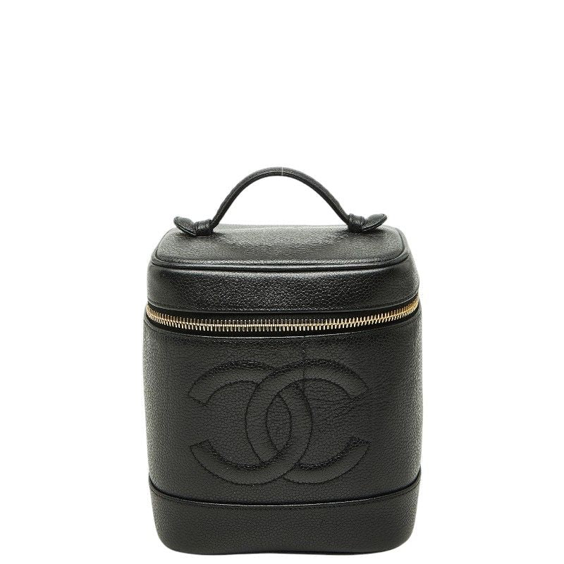 Chanel CC Logo Vanity Bag Handbag Black Caviar Leather