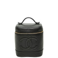 Chanel CC Logo Vanity Bag Handbag Black Caviar Leather