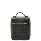 Chanel CC Logo Vanity Bag Handbag Black Caviar Leather