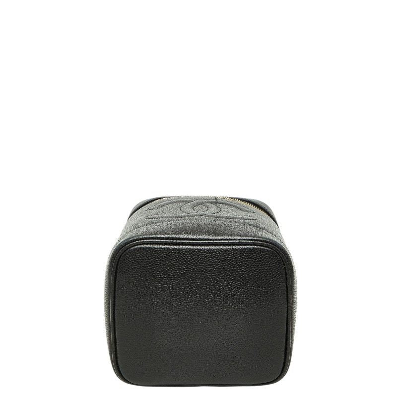 Chanel CC Logo Vanity Bag Handbag Black Caviar Leather — view 3