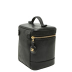Chanel CC Logo Vanity Bag Handbag Black Caviar Leather — view 2