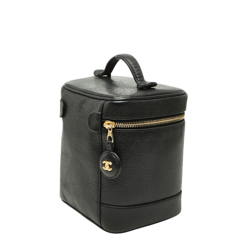 Chanel CC Logo Vanity Bag Handbag Black Caviar Leather — view 2