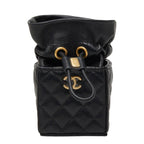Chanel Quilted CC Logo Mini Drawstring Crossbody Chain Shoulder Bag Black — view 2