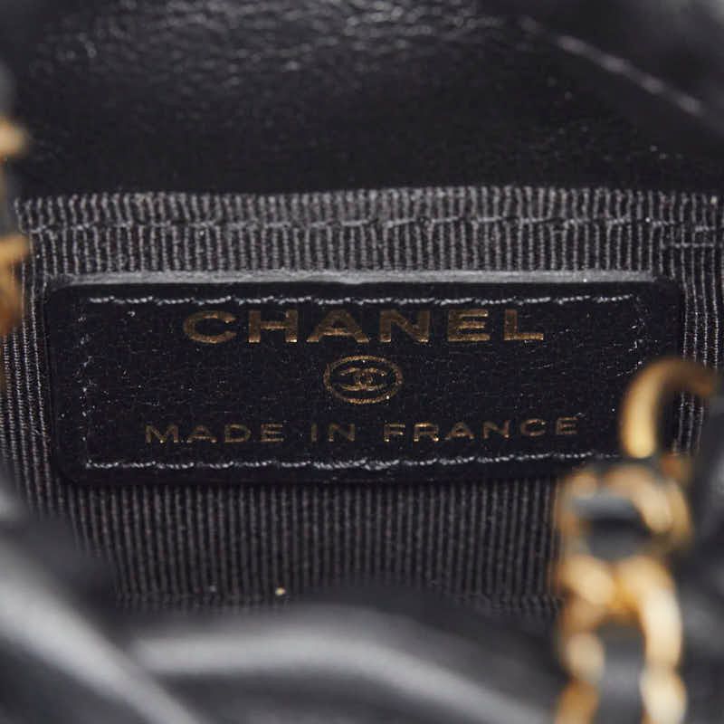 Chanel Quilted CC Logo Mini Drawstring Crossbody Chain Shoulder Bag Black — view 7