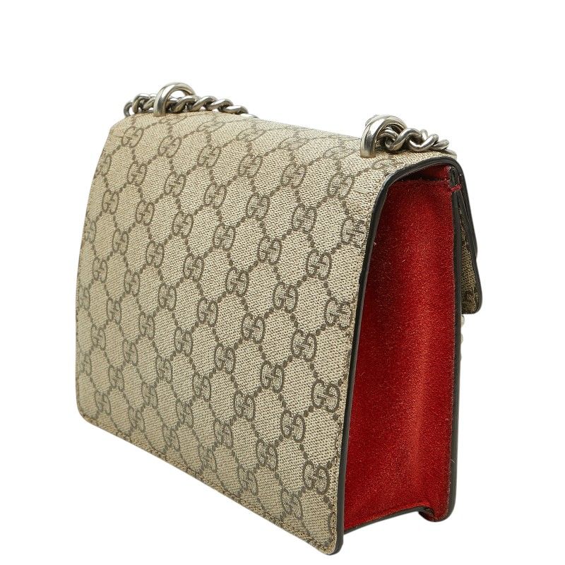 Gucci GG Supreme Dionysus Chain Shoulder Bag Beige Red Suede — view 2