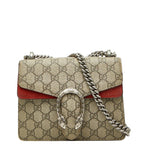 Gucci GG Supreme Dionysus Chain Shoulder Bag Beige Red Suede