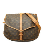 Louis Vuitton Monogram Saumur 35 Crossbody Shoulder Bag Brown Leather
