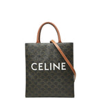 Celine Triomphe Vertical Cover Tote Shoulder Bag 2-Way Black Brown Leather