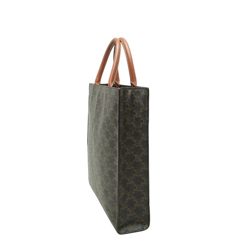 Celine Triomphe Vertical Cover Tote Shoulder Bag 2-Way Black Brown Leather — view 2