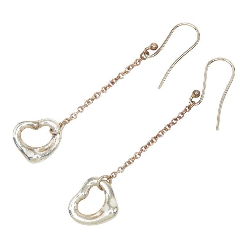 Tiffany & Co Elsa Peretti Open Heart Drop Earrings Silver — view 2