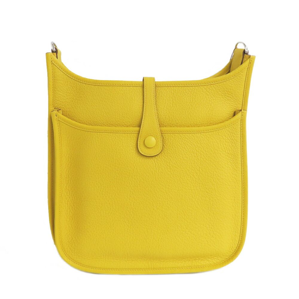Hermes Evelyne 3 PM 29 Soleil Taurillon Clemence Silver Construction Shoulder — view 4