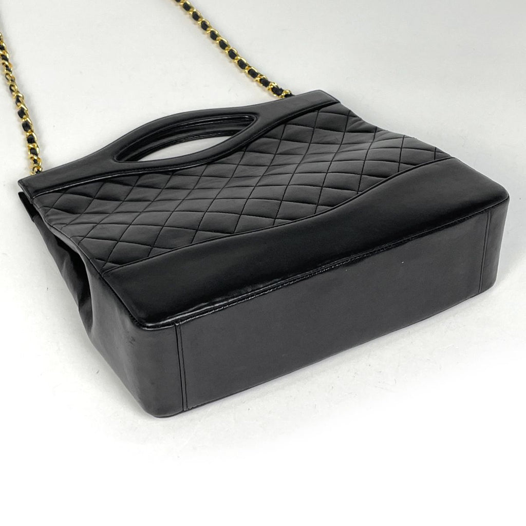 Chanel CC Logo Chain Shoulder Bag 2-Way Leather Black — view 2
