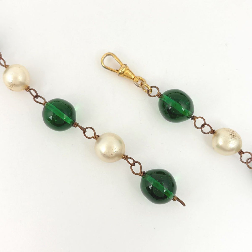 Chanel CC Logo Faux Pearl Necklace Long Visual Color Stone Gold Plated — view 3