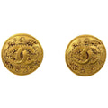 Chanel CC Logo Round Earrings Gold Plated