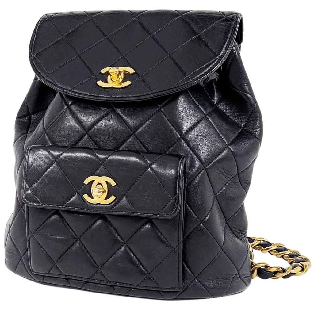 Chanel CC Logo Backpack Leather Black