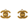 Chanel CC Logo Earrings Turnlock Gold Plated