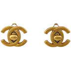Chanel CC Logo Earrings Turnlock Gold Plated