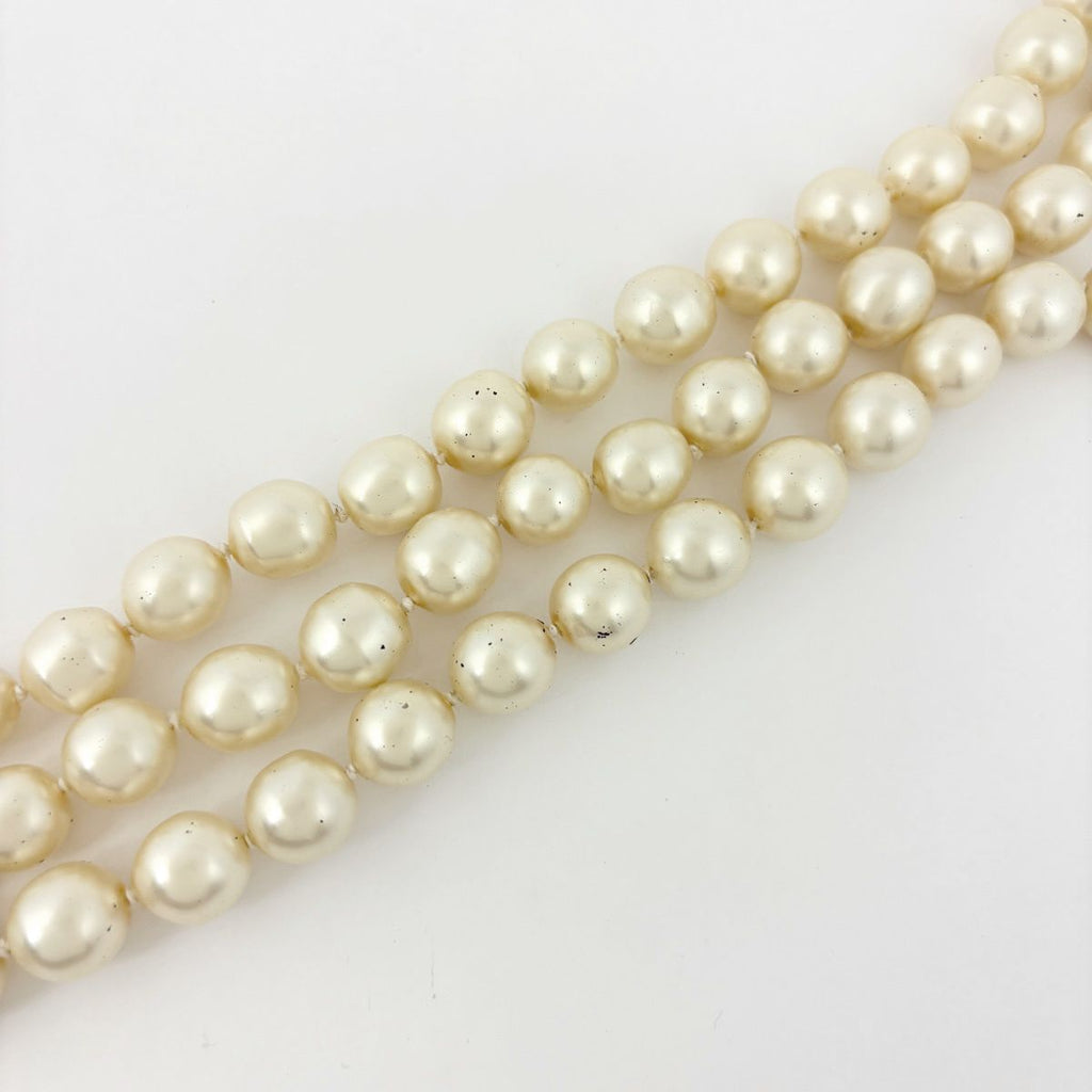 Chanel Faux Pearl Necklace Triple Strand Gold Plated — view 2