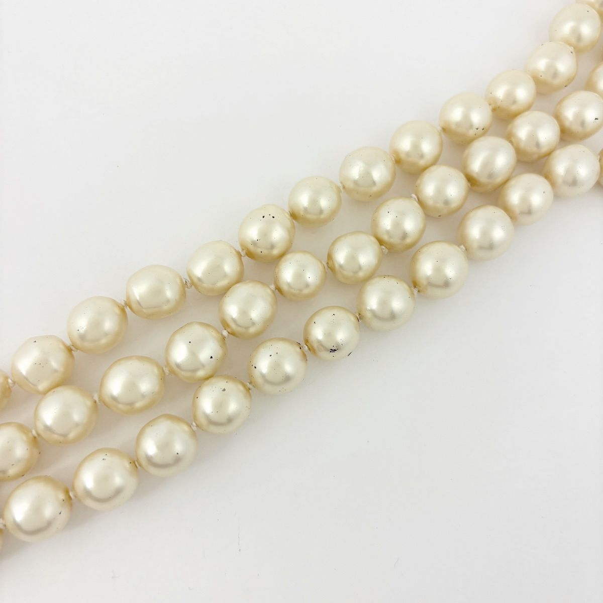 Chanel Faux Pearl Necklace Triple Strand Gold Plated — view 2