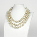 Chanel Faux Pearl Necklace Triple Strand Gold Plated — view 6