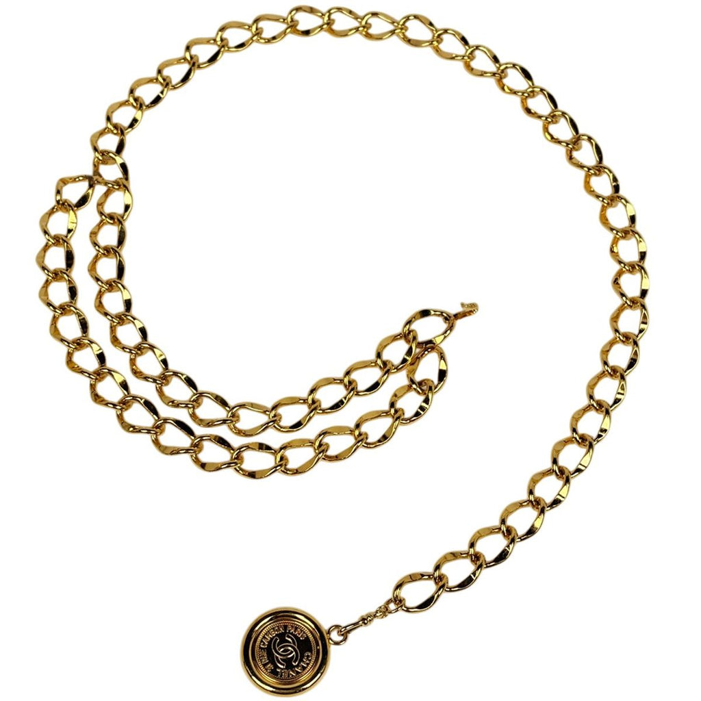 Chanel CC Logo Chain Belt Double Strand 94 Gold Plated