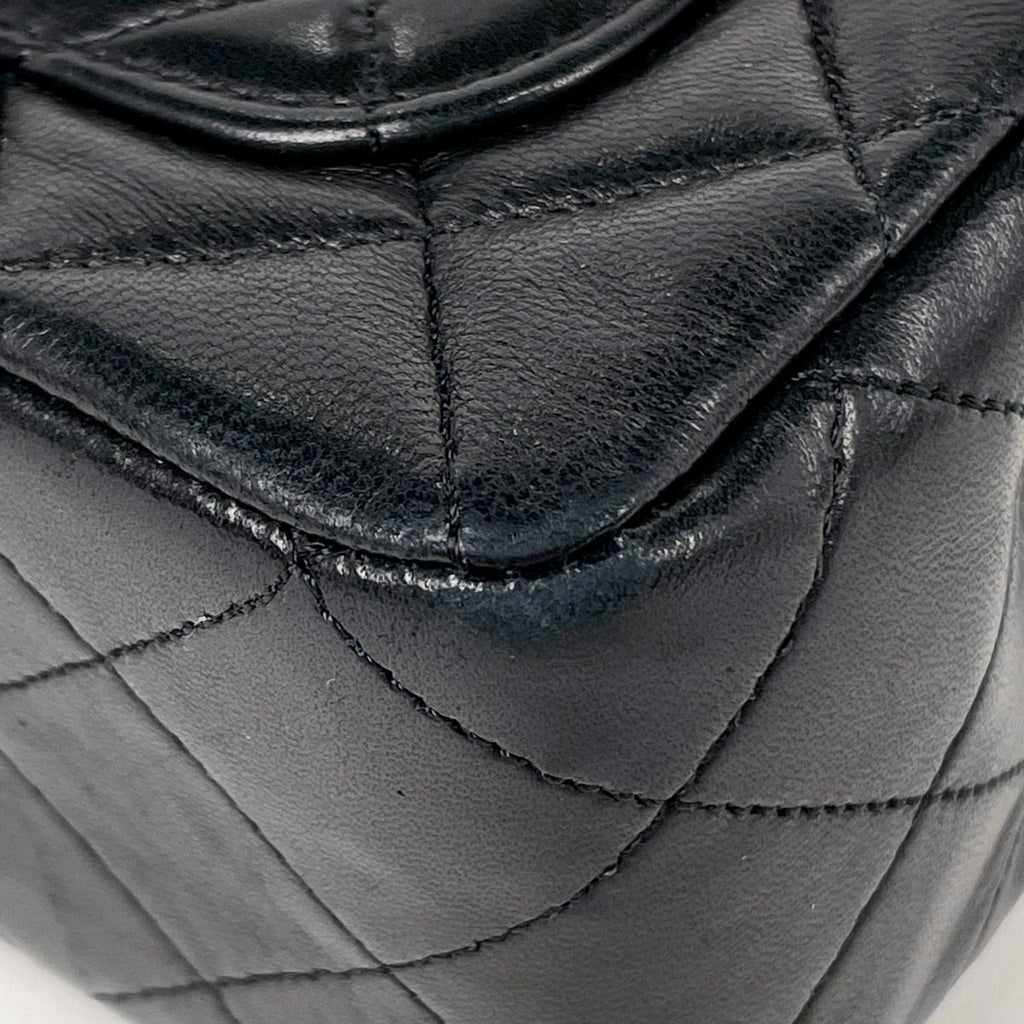 Chanel Quilted Double Flap Chain Shoulder Bag CC Logo Leather Black — view 3