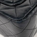 Chanel Quilted Double Flap Chain Shoulder Bag CC Logo Leather Black — view 3