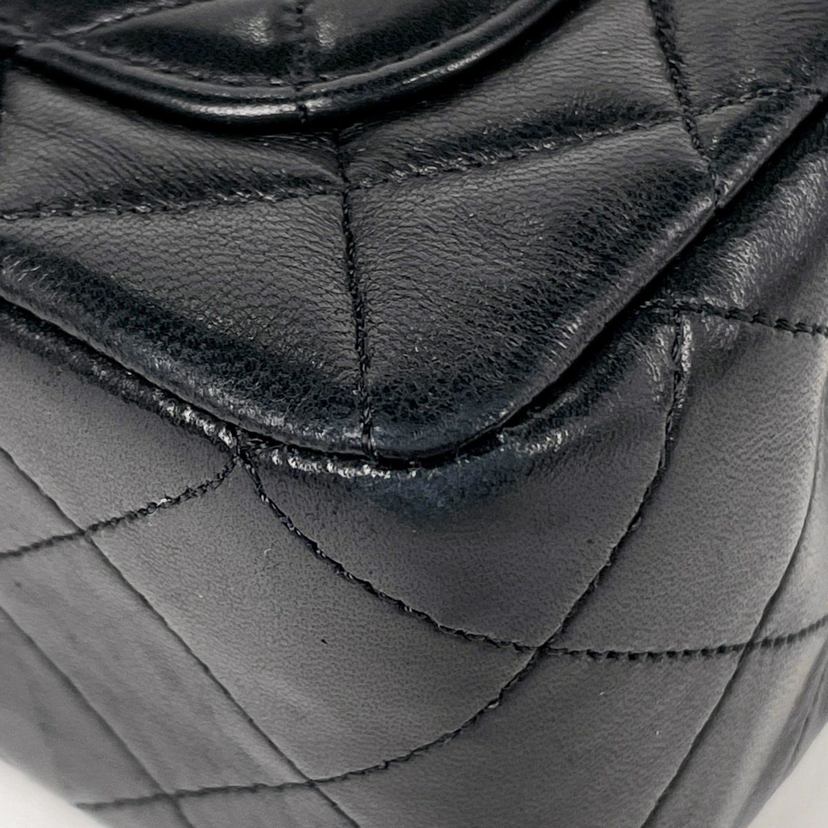 Chanel Quilted Double Flap Chain Shoulder Bag CC Logo Leather Black — view 3