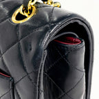 Chanel Quilted Double Flap Chain Shoulder Bag CC Logo Leather Black — view 5