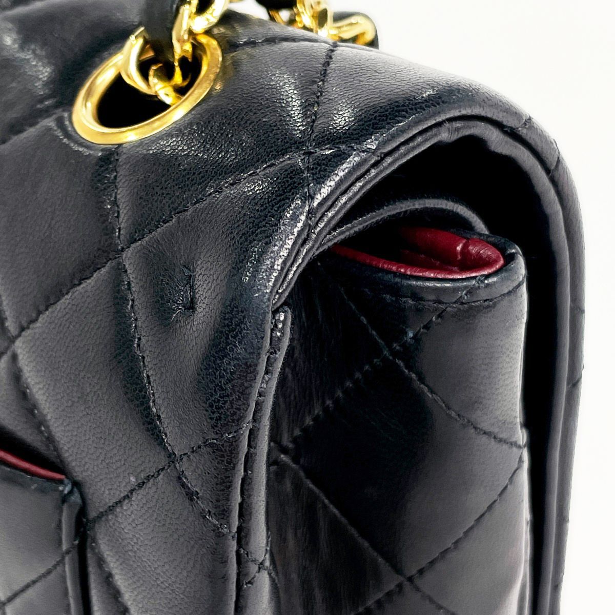 Chanel Quilted Double Flap Chain Shoulder Bag CC Logo Leather Black — view 5