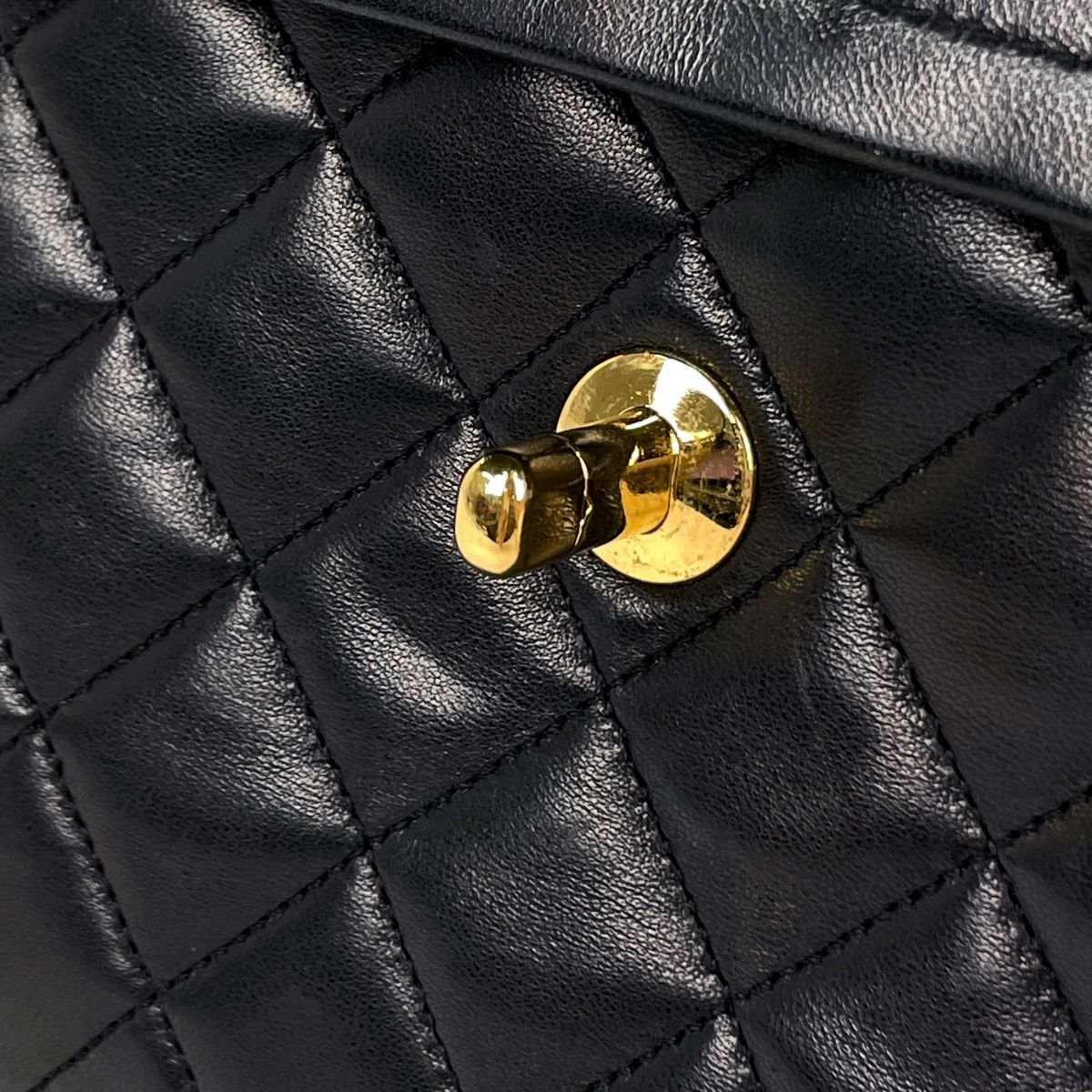 Chanel Quilted Double Flap Chain Shoulder Bag CC Logo Leather Black — view 6