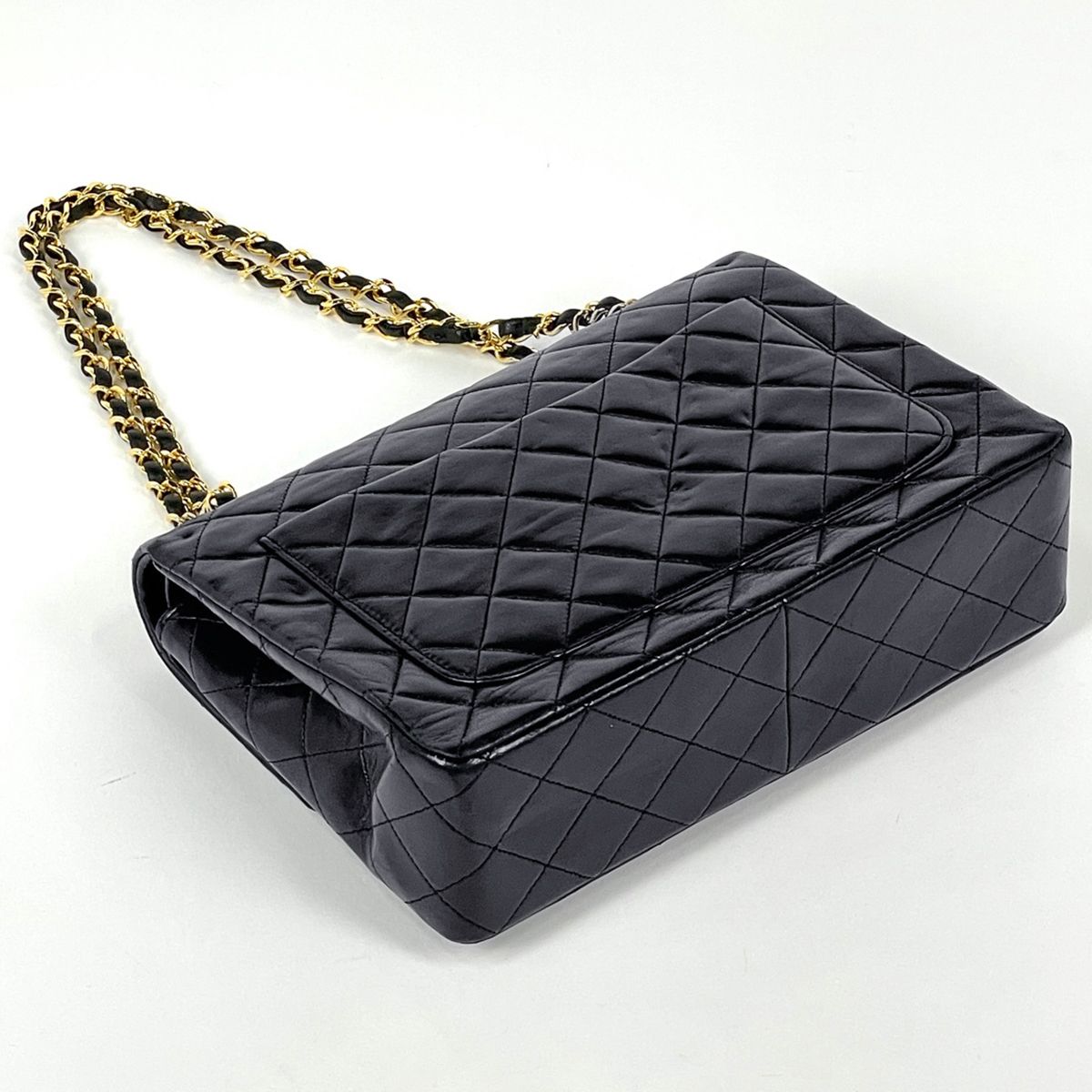 Chanel Quilted Double Flap Chain Shoulder Bag CC Logo Leather Black — view 2