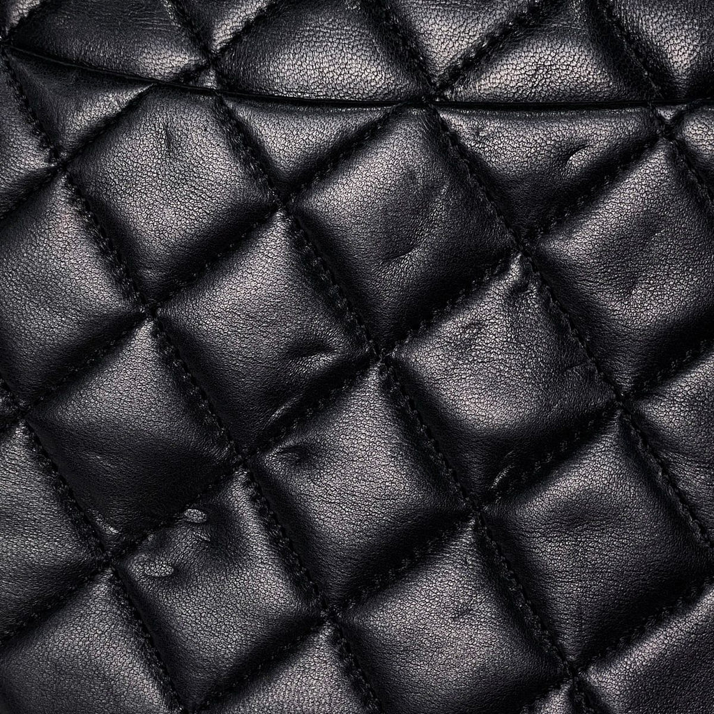 Chanel Quilted Double Flap Chain Shoulder Bag CC Logo Leather Black — view 4