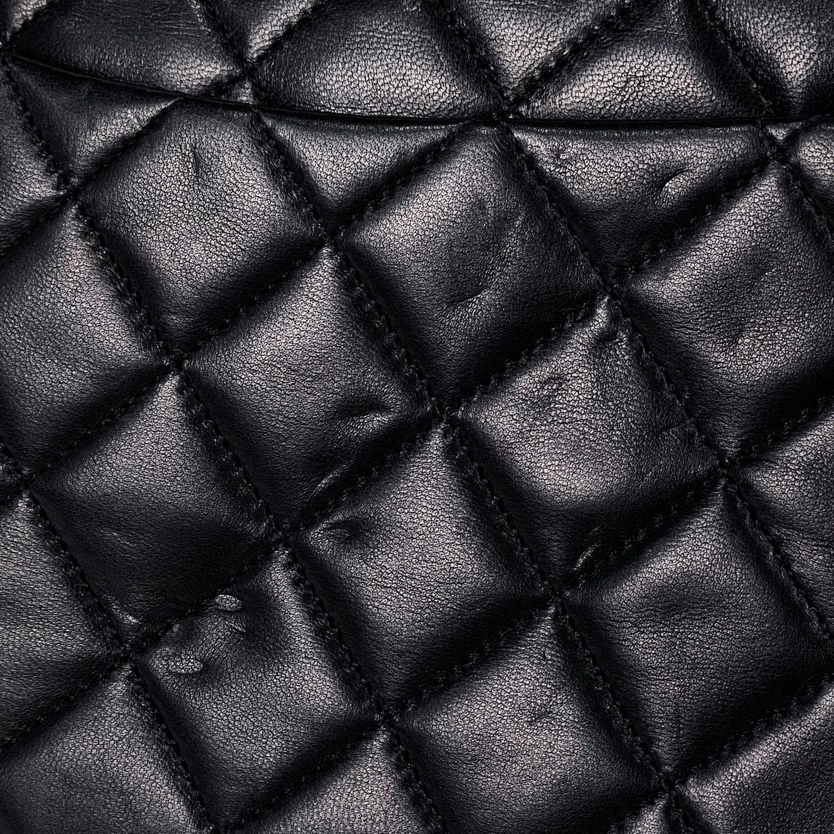 Chanel Quilted Double Flap Chain Shoulder Bag CC Logo Leather Black — view 4