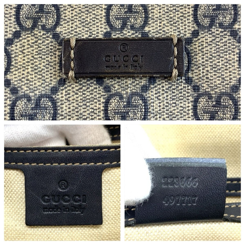 Gucci Gray Navy GG Supreme Canvas Shoulder Bag Pochette — view 3