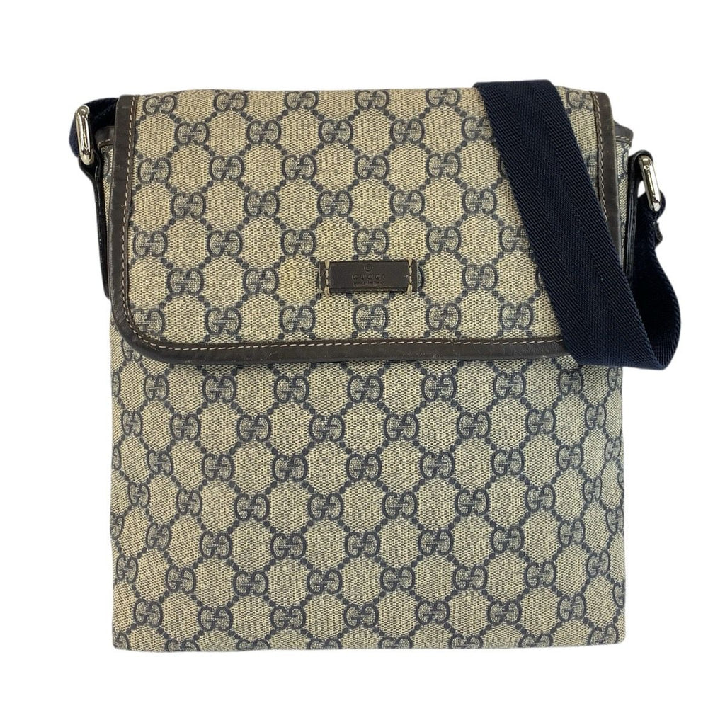 Gucci Gray Navy GG Supreme Canvas Shoulder Bag Pochette