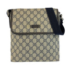 Gucci Gray Navy GG Supreme Canvas Shoulder Bag Pochette