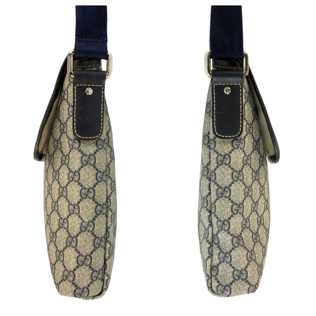 Gucci Gray Navy GG Supreme Canvas Shoulder Bag Pochette — view 8