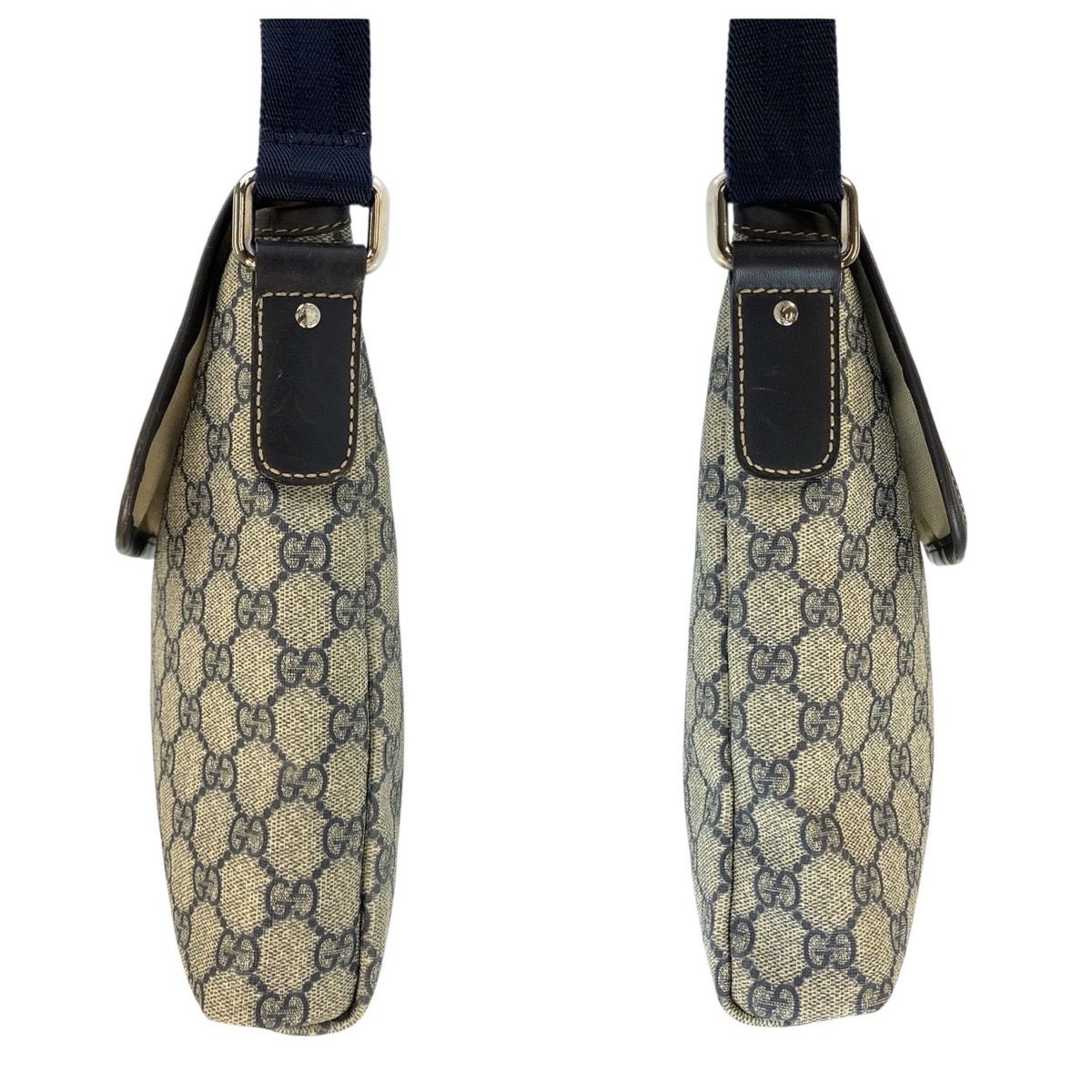 Gucci Gray Navy GG Supreme Canvas Shoulder Bag Pochette — view 8