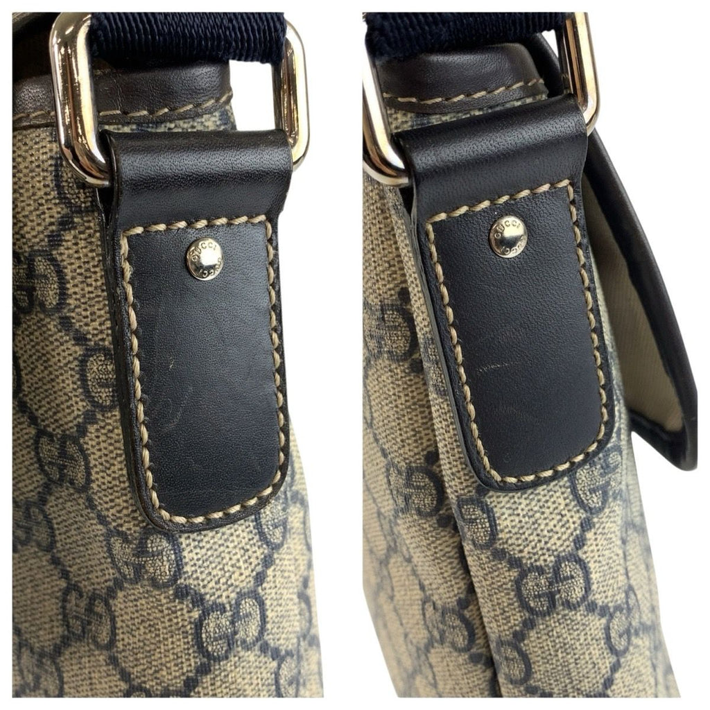 Gucci Gray Navy GG Supreme Canvas Shoulder Bag Pochette — view 6