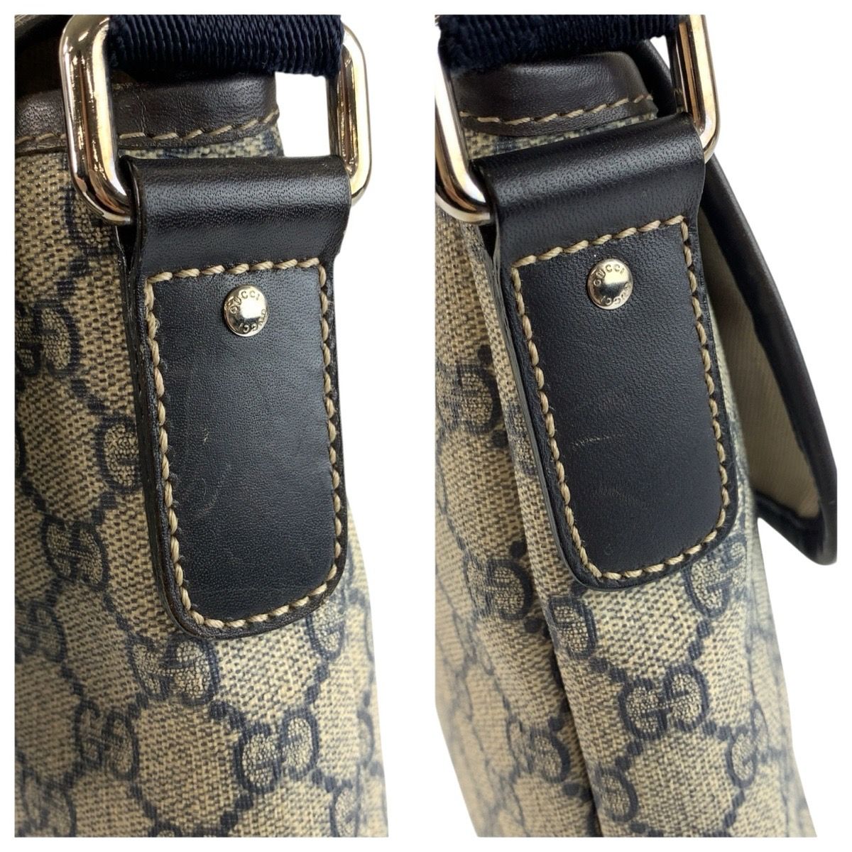 Gucci Gray Navy GG Supreme Canvas Shoulder Bag Pochette — view 6