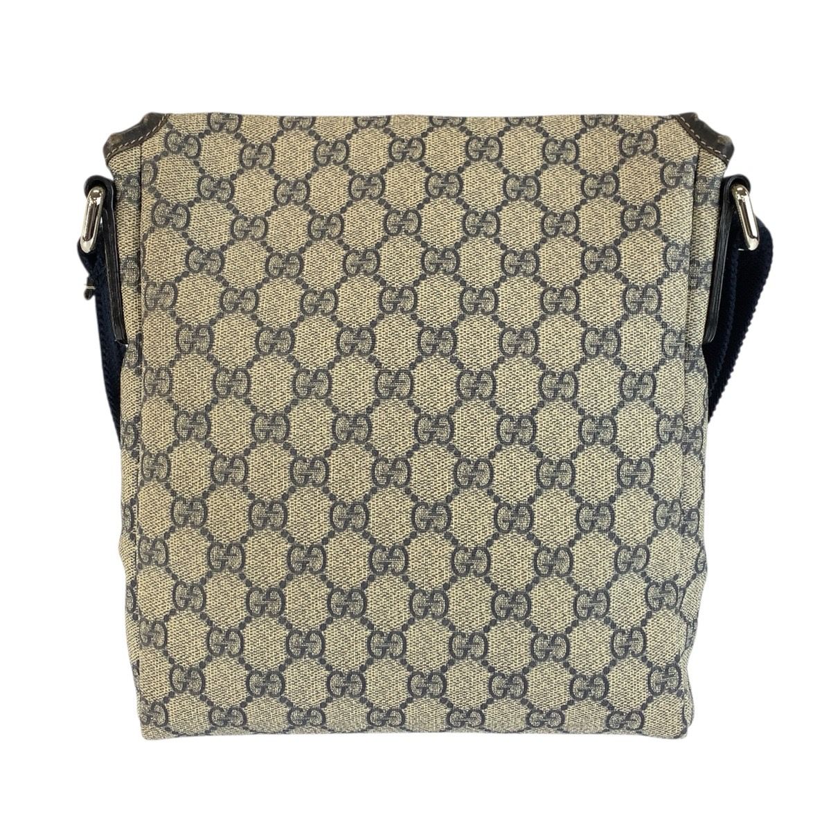 Gucci Gray Navy GG Supreme Canvas Shoulder Bag Pochette — view 2