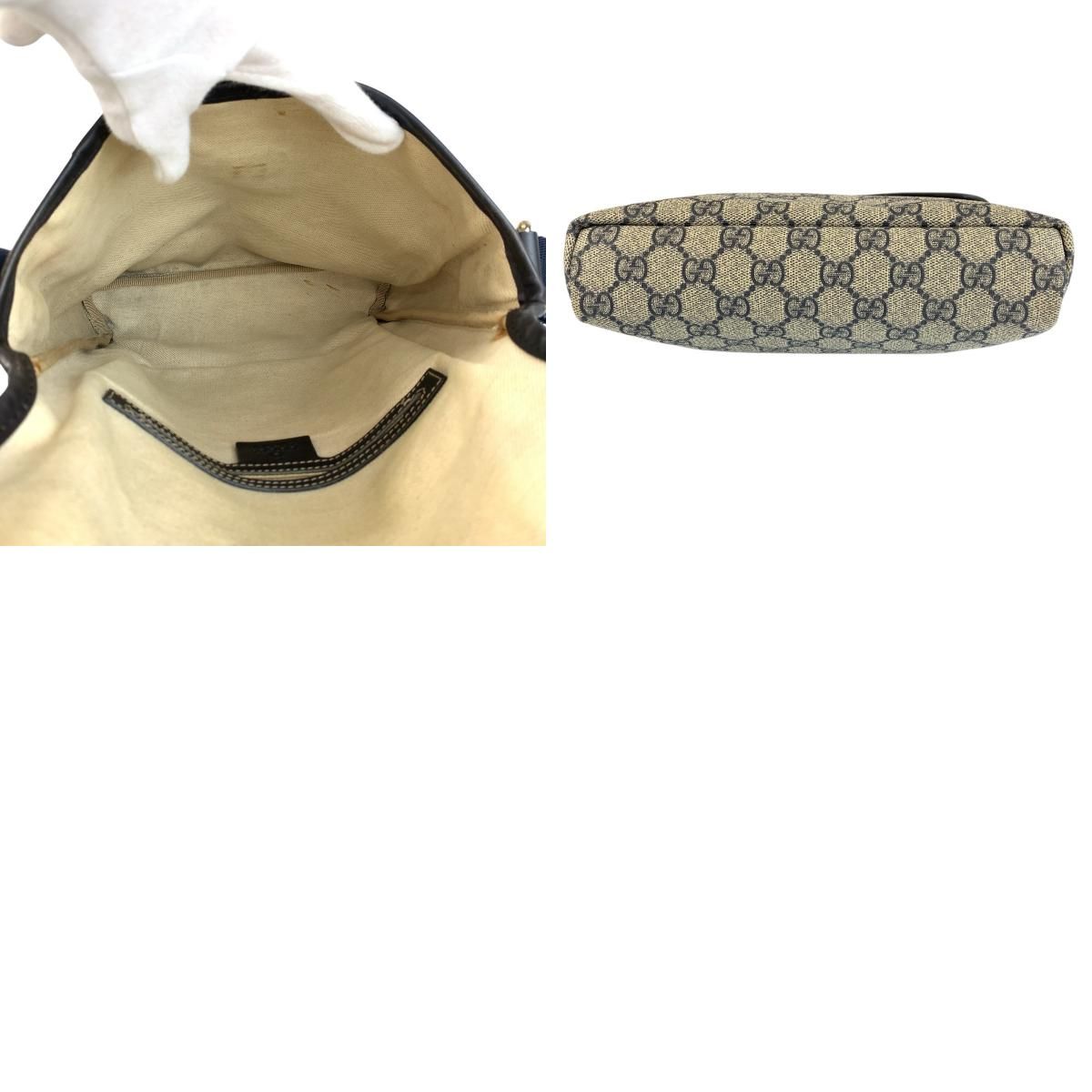 Gucci Gray Navy GG Supreme Canvas Shoulder Bag Pochette — view 9