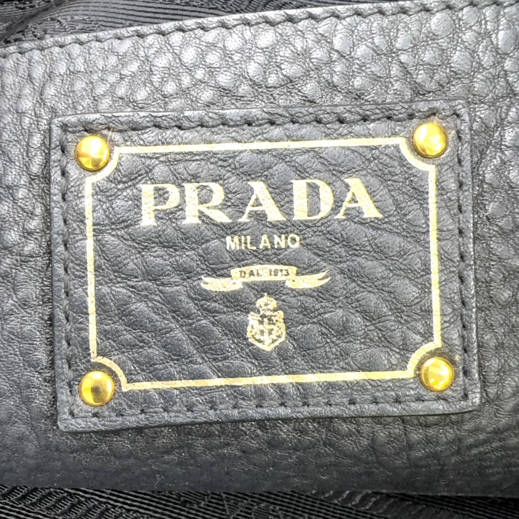 Prada Vitello Daino Leather Black Tote Gold — view 4