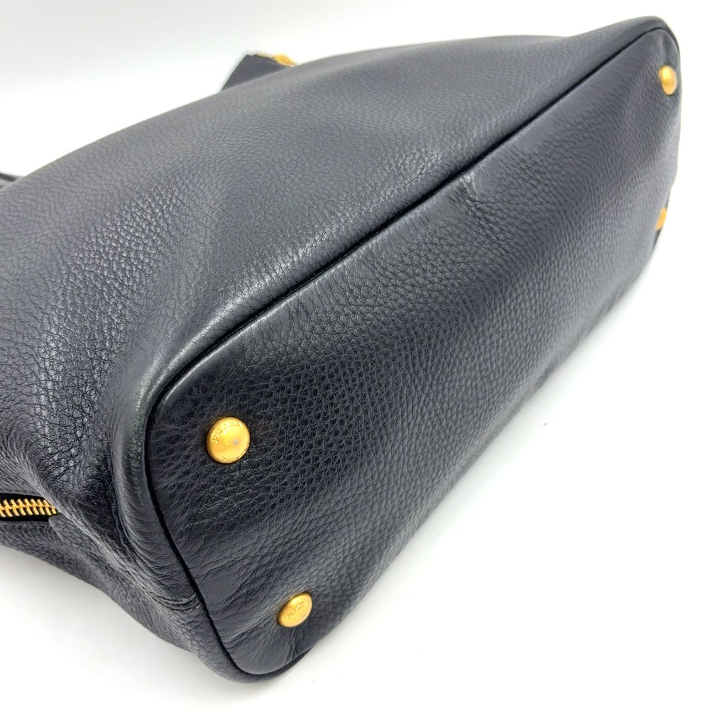 Prada Vitello Daino Leather Black Tote Gold — view 5