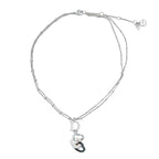 Dior D Logo Triple Strand Heart Double Chain Metal Color Stone Clear Silver — view 3